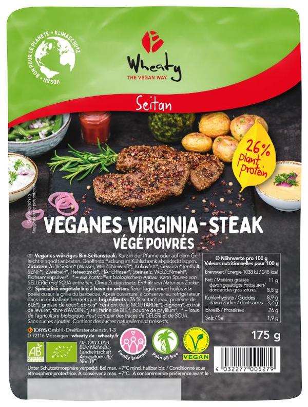 Produktfoto zu Wheaty Veganbratstück Steak Virginia