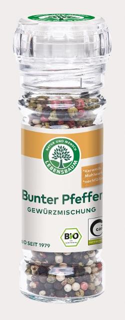 Pfeffer bunt, ganz, in der Mühle