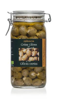 Grüne Oliven  m Knoblauch 1,5 kg