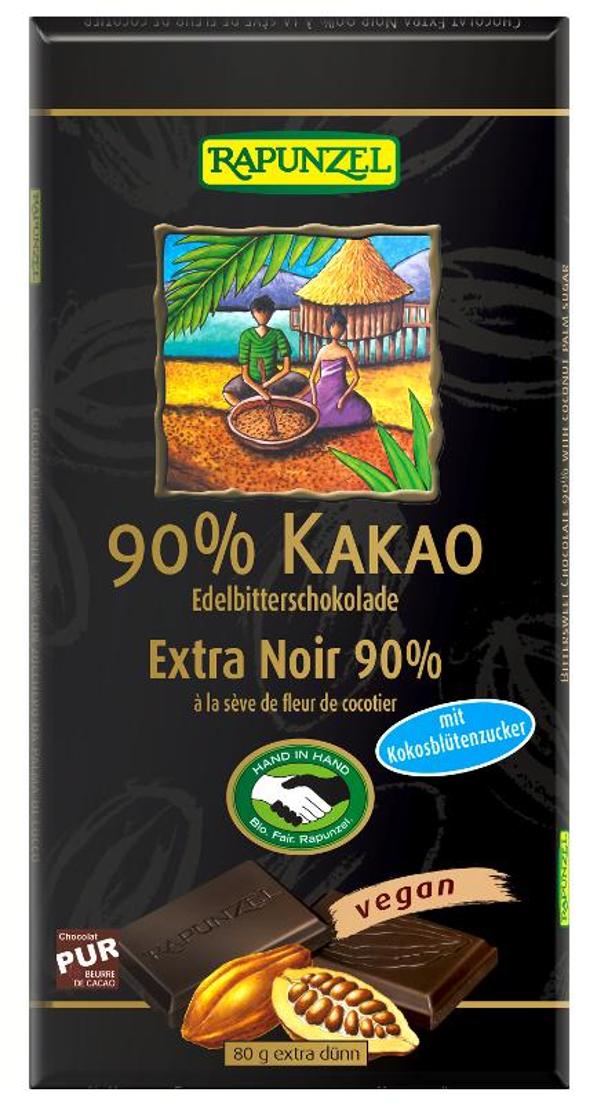 Produktfoto zu Edelbitterschokolade 90% Kakao mit Kokosblütenzucker