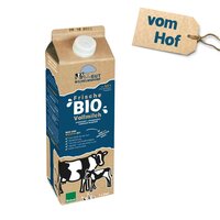 Frische Bio-Vollmilch aus kuhgebundener Kälberaufzucht im Klimakarton